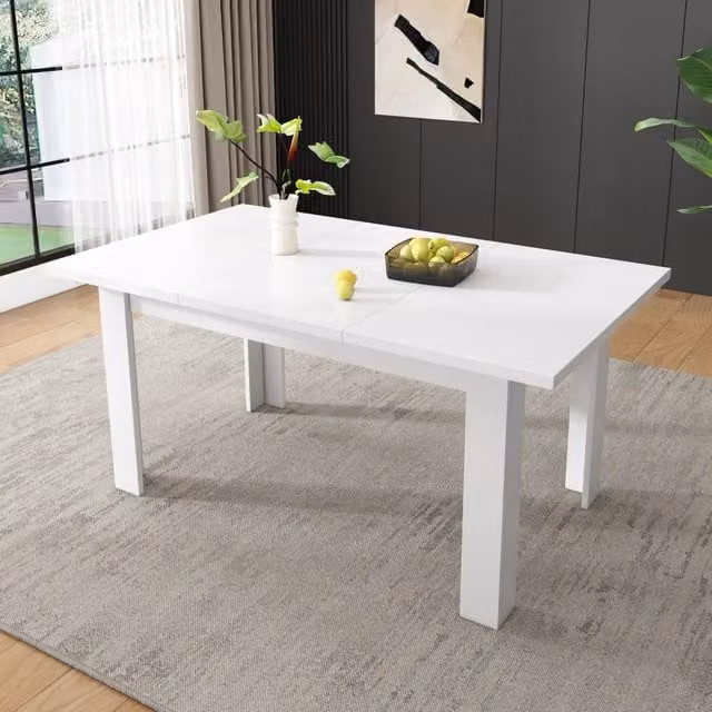 Tavolo da pranzo rettangolare 120x70 cm con spazio contenitore, MDF bianco, multifunzione e salvaspazio
