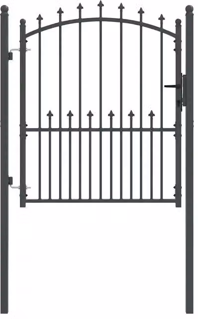 Cancello per recinzione a battente con punte Emmen in acciaio, colore antracite, L: 125 cm, H: 100 cm