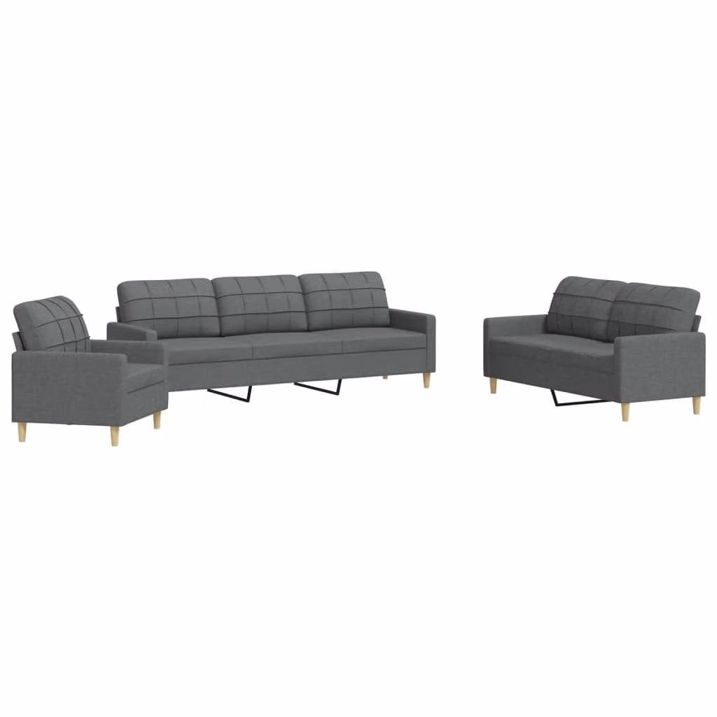 Maison Exclusive - Set divano 3 pezzi in tessuto grigio scuro