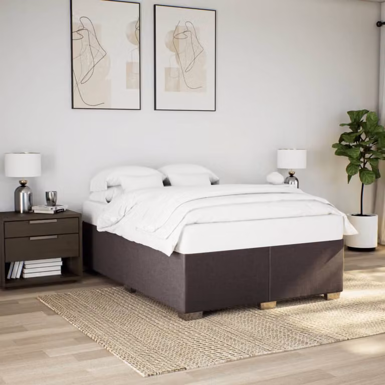 vidaXL Giroletto senza Materasso in Tessuto Marrone Scuro L 140 x P 200 cm