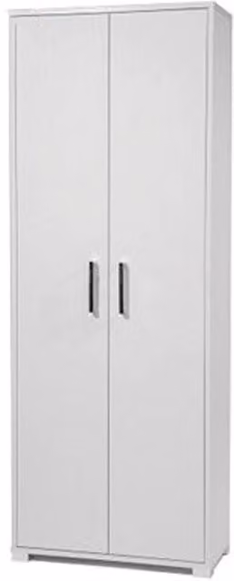 Scarpiera alta a due ante in legno bianco