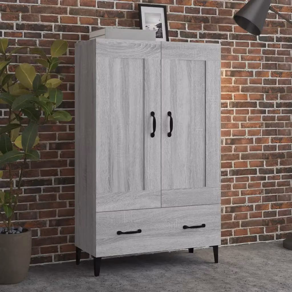 Credenza Buffet in Legno Multistrato Grigio Sonoma con Dettagli in Metallo in Stile Industrial L/P/H: 70 x 31 x 115 cm – 2