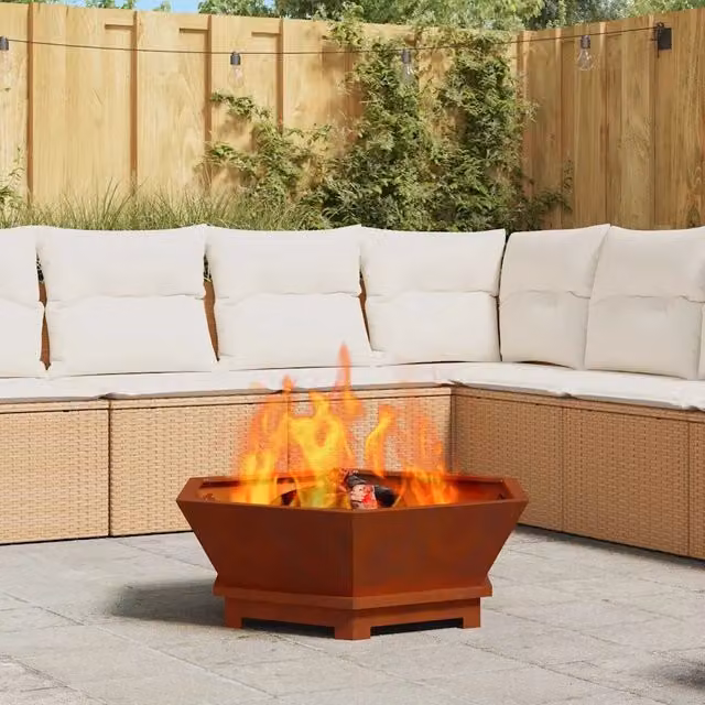 Braciere a legna vidaXL in acciaio corten marrone L: 75 cm, P: 75 cm, H: 28 cm – 1
