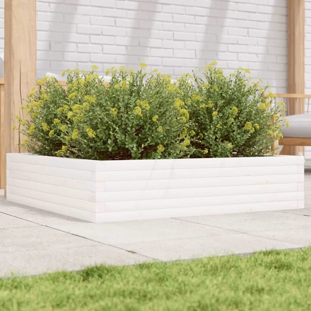 Fioriera da giardino vidaXL in legno di pino bianco L: 100 cm, P: 100 cm, H: 23 cm