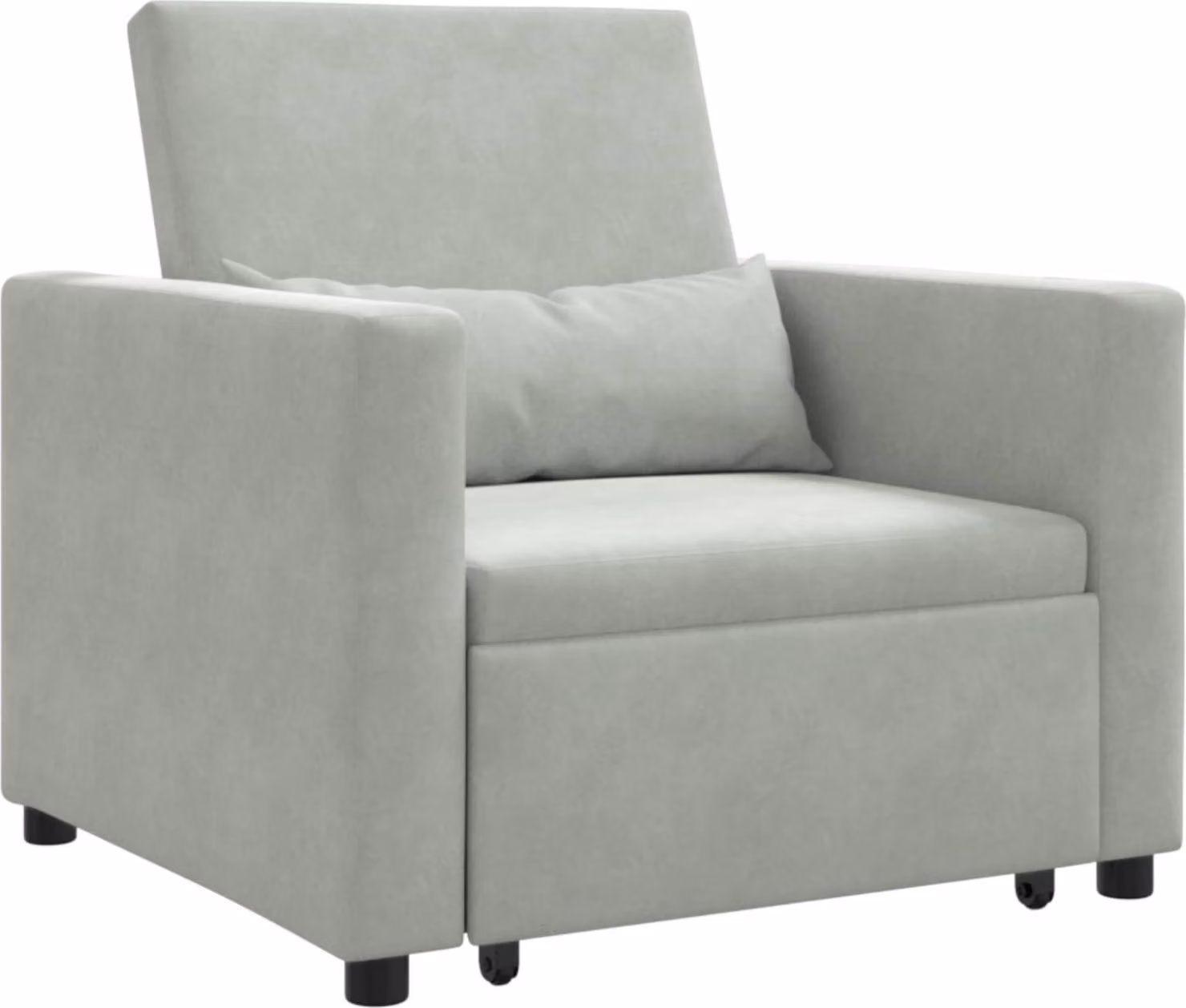 Divano letto estraibile singolo con ruote Grigio chiaro Velluto