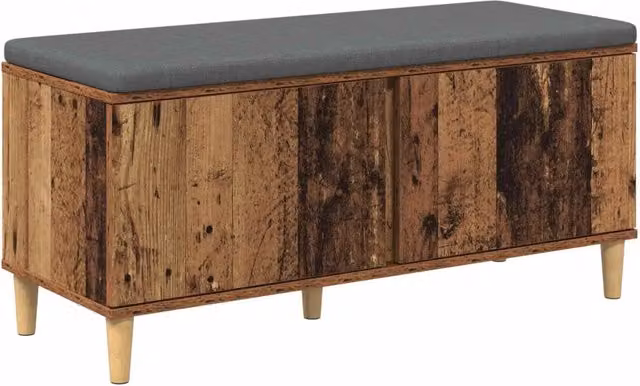 Panca per ingresso con cuscino in legno e tessuto marrone L: 100 cm, P: 38 cm, H: 46 cm – 1