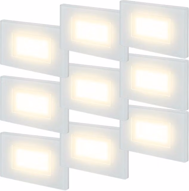 Kit 9 faretti segnapasso LED da incasso 503 in vetro IP65 CCT 3 colori 4W luce scale parete interno esterno Bianco