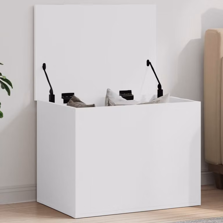 vidaXL Contenitore Portaoggetti Bianco in Legno e MDF L: 60 cm, P: 42 cm, H: 46 cm