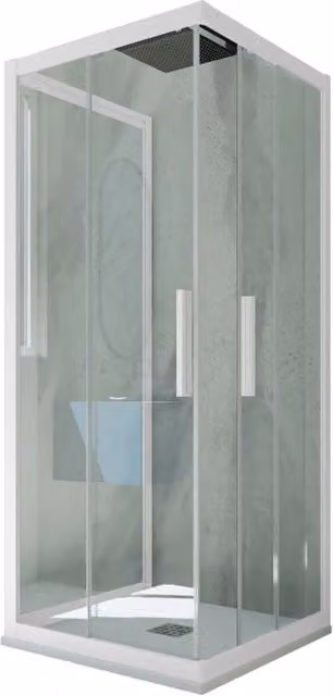 Box doccia Kolors Trio FORTE con 3 lati scorrevoli, vetro trasparente e profilo bianco matt, L/P/H: 70 x 70 x 200 cm