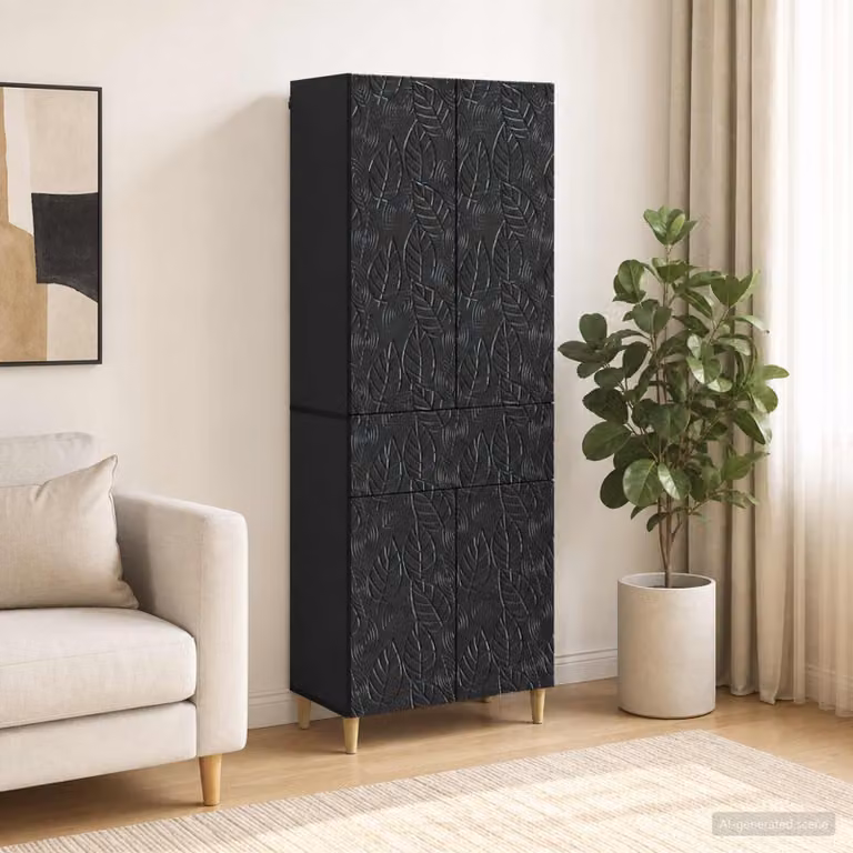 Set di 2 armadi moderni vidaXL in legno MDF nero con ante a battente e ripiani interni L/P/H: 90 x 34,5 x 66 cm