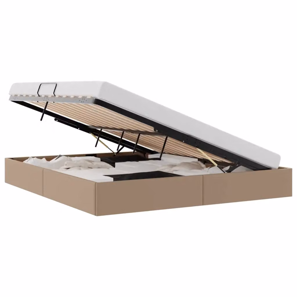 Letto ottomano moderno vidaXL in pelle sintetica beige con base a sollevamento L 180 x P 200 cm – 2