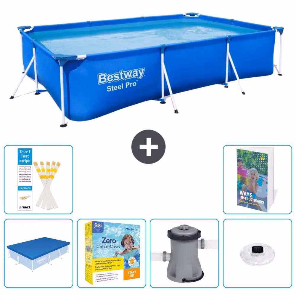Bestway Steel Pro, piscina rettangolare - 300x201x66 cm - 5 pezzi, modello S4