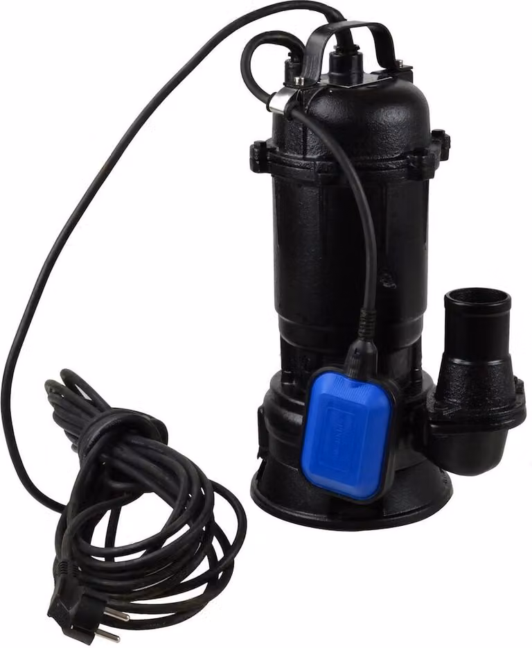 Pompa per acque reflue. Pompa feci 550W, 2" con interruttore a galleggiante e maceratore