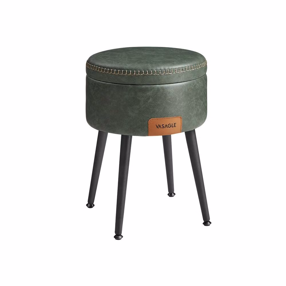 Sgabello EKHO con vano portaoggetti, Ø32x43cm, verde scuro