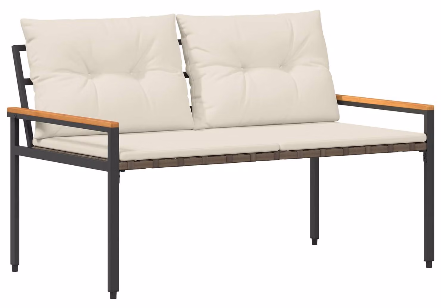 Panca da esterno per 2 persone, 116 x 67,5 x 72 cm, realizzata in rattan sintetico, colore crema
