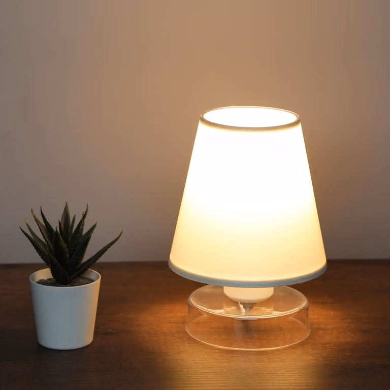 Opviq, AYD-3660,Lampada da tavolo, crema, CORPO IN METALLO, 13 x 13 x 20 cm