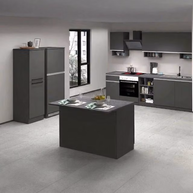 Cucinino Arlo DMORA con 3 cassetti, design moderno in MDF, Grigio Antracite