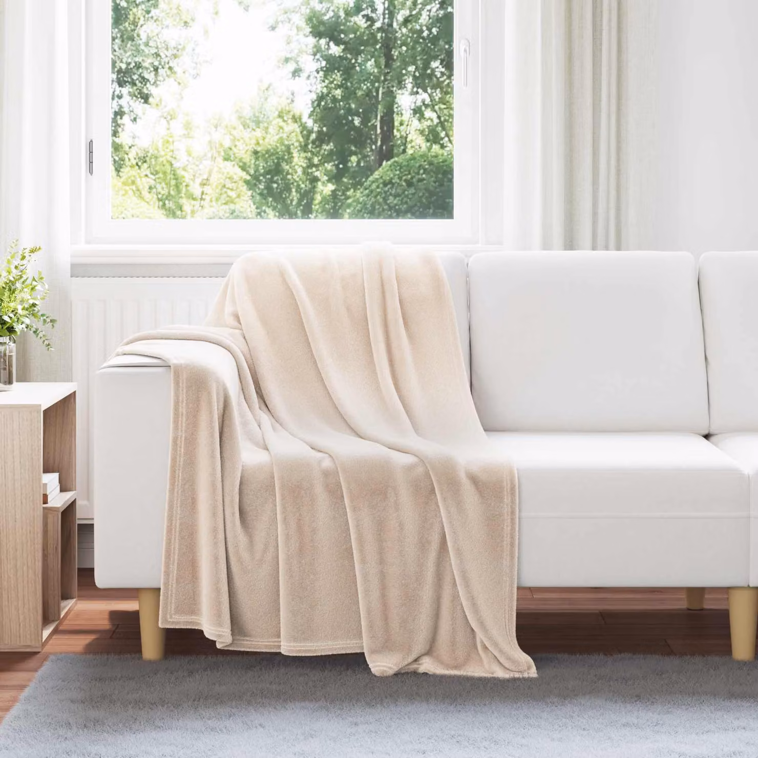 Set di 6 coperte in pile vidaXL beige L 130 cm x P 150 cm