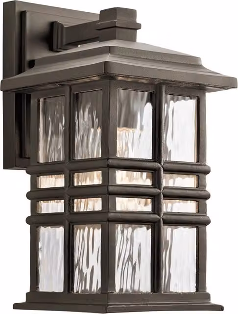 Applique da esterno Beacon Square Kichler in bronzo con attacco E27 e protezione IP44