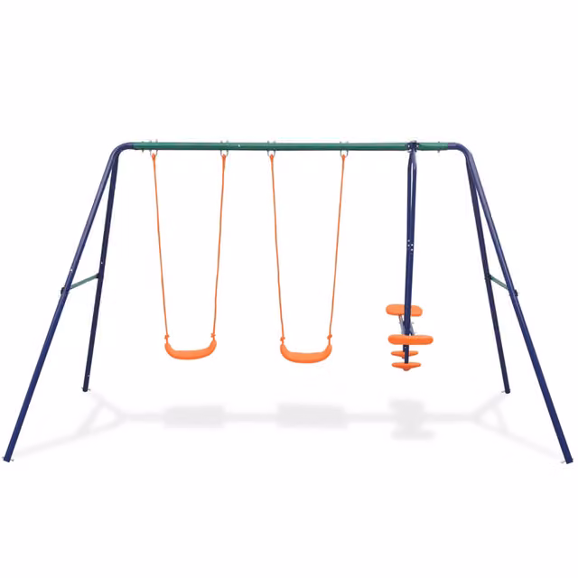 Set di altalene con 4 sedili vidaXL arancione con protezione UV e struttura in metallo e plastica