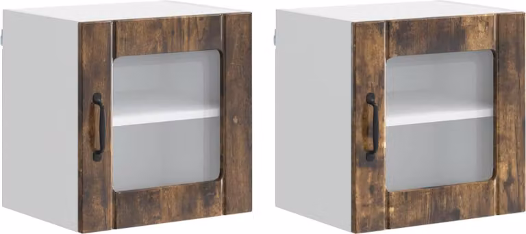 Mobile in vetro da parete LUCCA 2 pcs Rovere Fumo