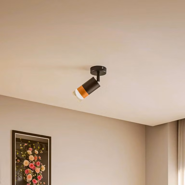 Faretto da soffitto Fida, nero, 8 cm, 1 luce Fida Lamkur, dimmerabile, Nero, Soggiorno / Sala da pranzo, Metallo, Moderno, Faretto
