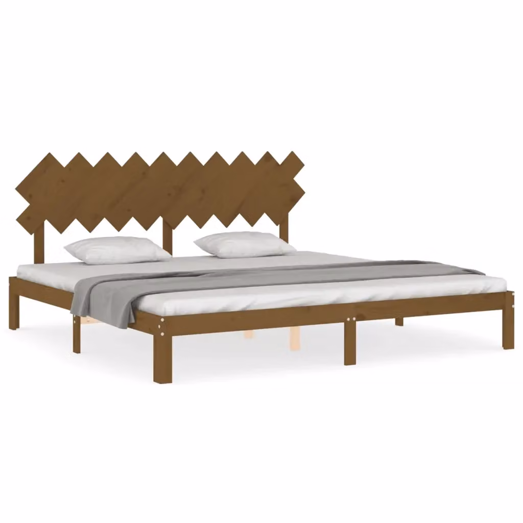 Letto con testiera vidaXL in legno massello di pino color marrone L/P: 200 x 200 cm – 2
