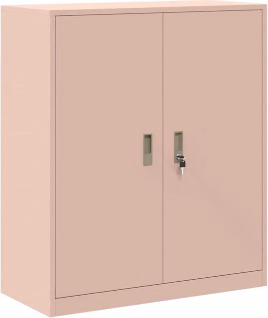 Armadio portaoggetti moderno con ante chiudibili a chiave 90 x 40 x 105 cm in acciaio laminato a freddo rosa 02_0054822