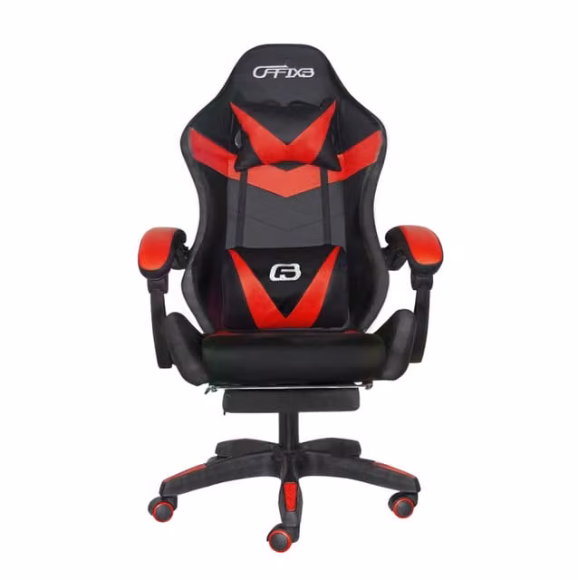 Sedia da Gaming Ergonomica GIORDANOSHOP Rossa in Similpelle con Poggiapiedi e Poggiatesta L: 66 cm, P: 60 cm, H: 134 cm
