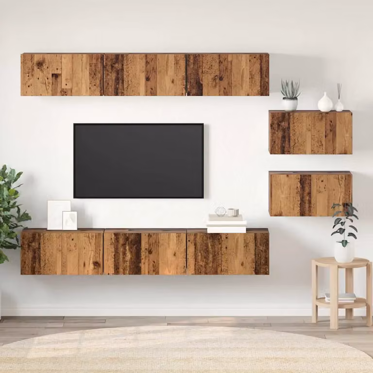 Set mobile TV moderno vidaXL in legno marrone, 8 pezzi, L: 60 cm, P: 30 cm, H: 35 cm