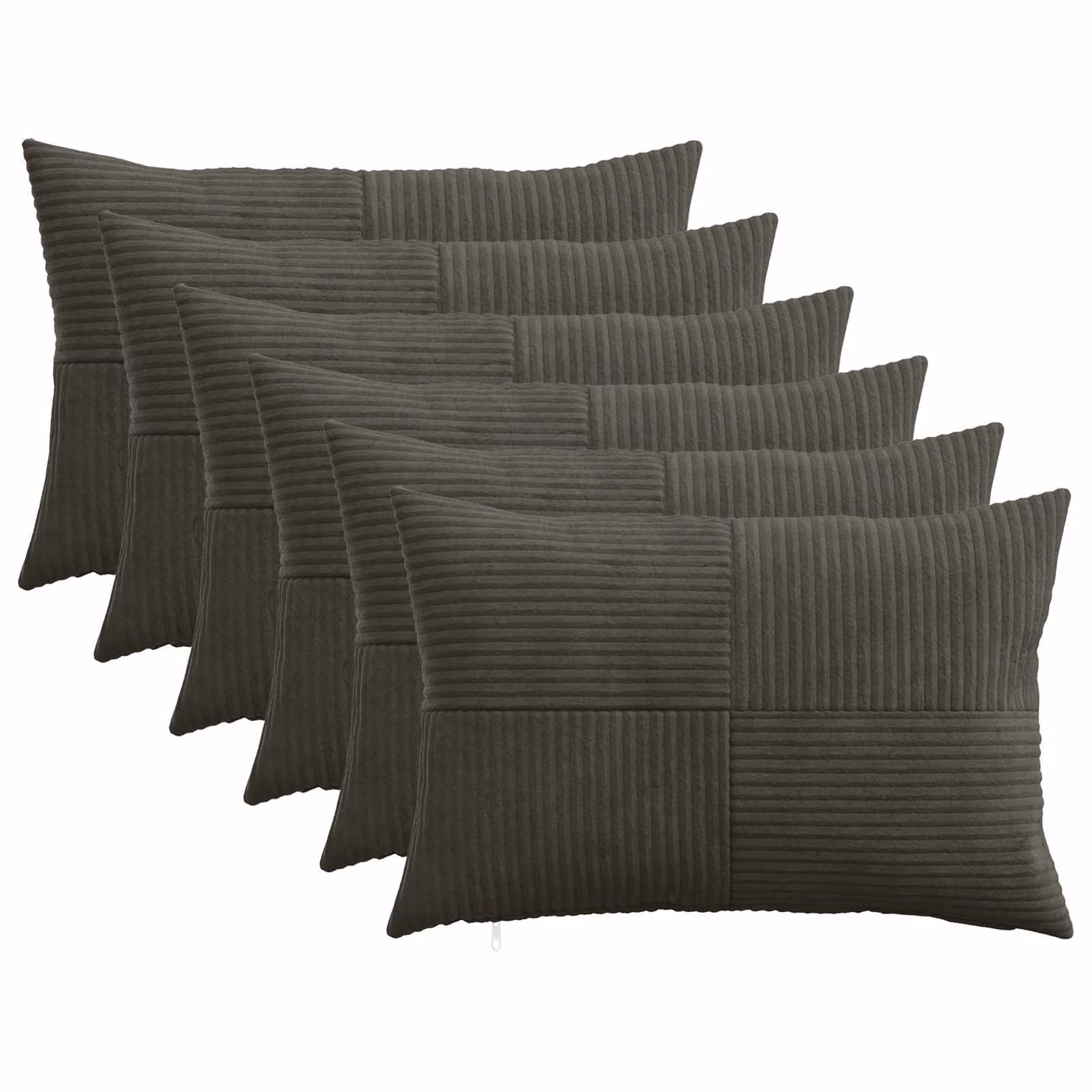 Set di 6 federe vidaXL ALMELO in velluto a coste, colore antracite, 50 x 80 cm