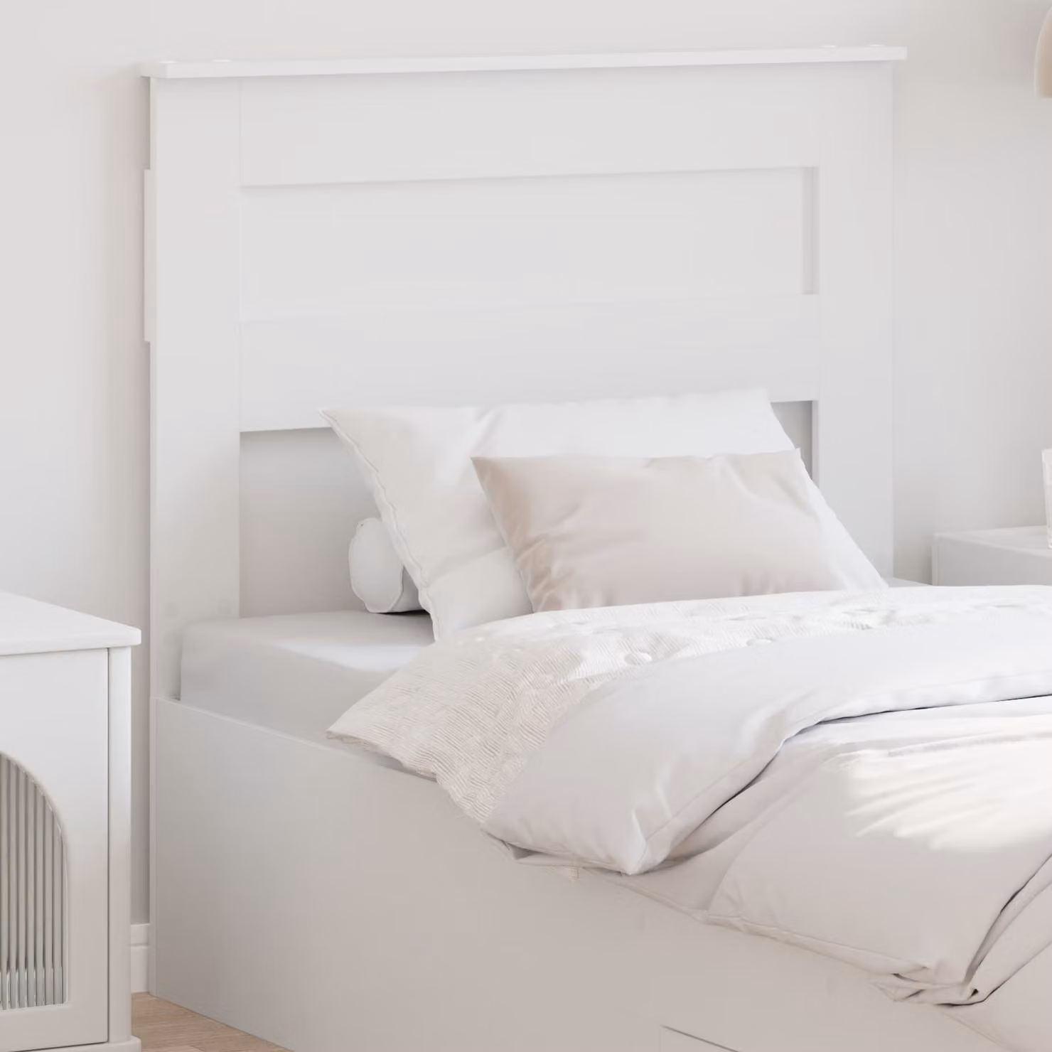 Testiera per letto vidaXL in legno ingegnerizzato bianco lucido con design minimalista
