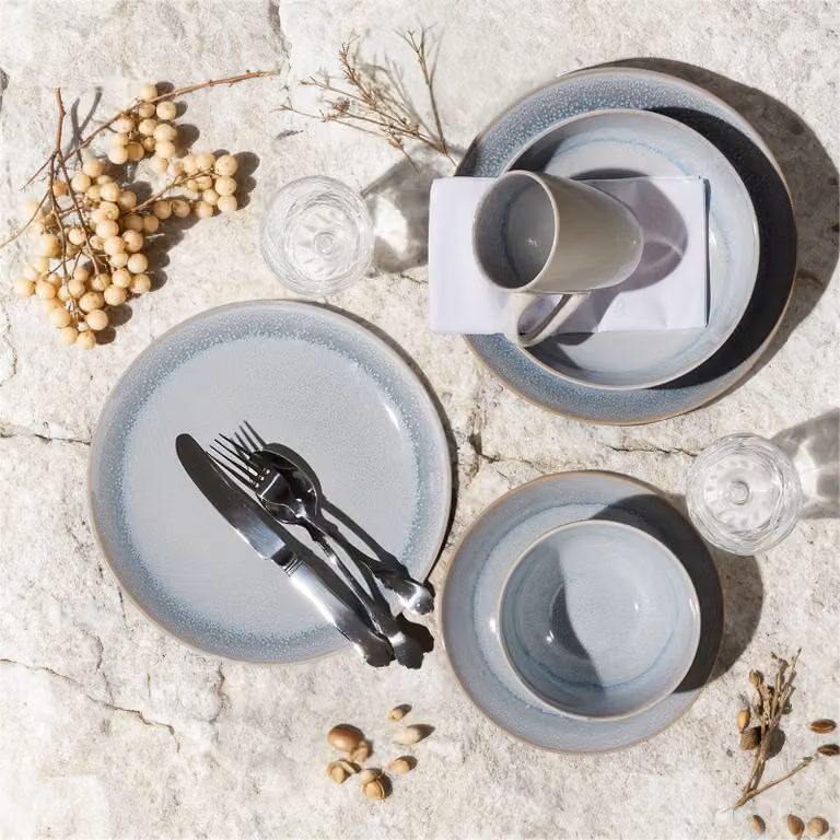 Servizio da cena Mare Tectake in gres per 6 persone, grigio