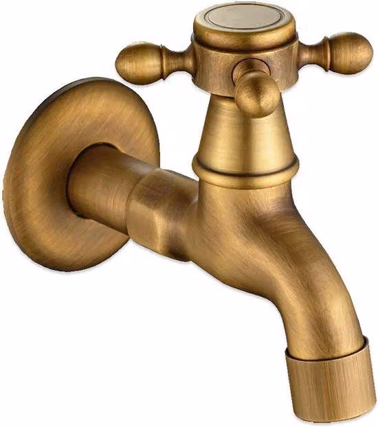 Rubinetto per lavabo in bronzo, montaggio a parete, rubinetto per acqua fredda