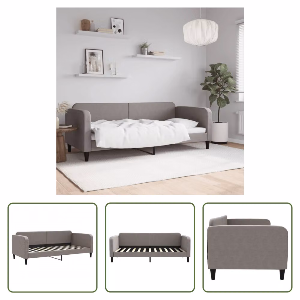 The Living Store Daybed Taupe 90x200 cm tessuto