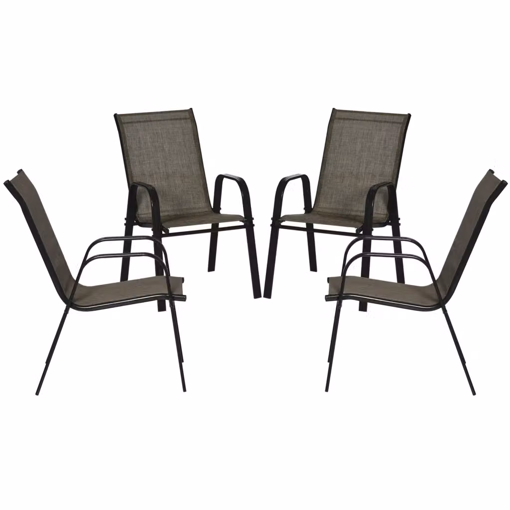 Set di 4 sedie da giardino impilabili Minimal in metallo marrone e tessuto – 2