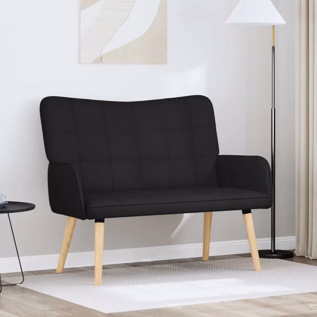 Divano a due posti moderno DESIGN IN per soggiorno o camera da letto, rivestimento in tessuto nero o marrone, L: 115 cm, P: 61 cm, H: 87 cm – 2