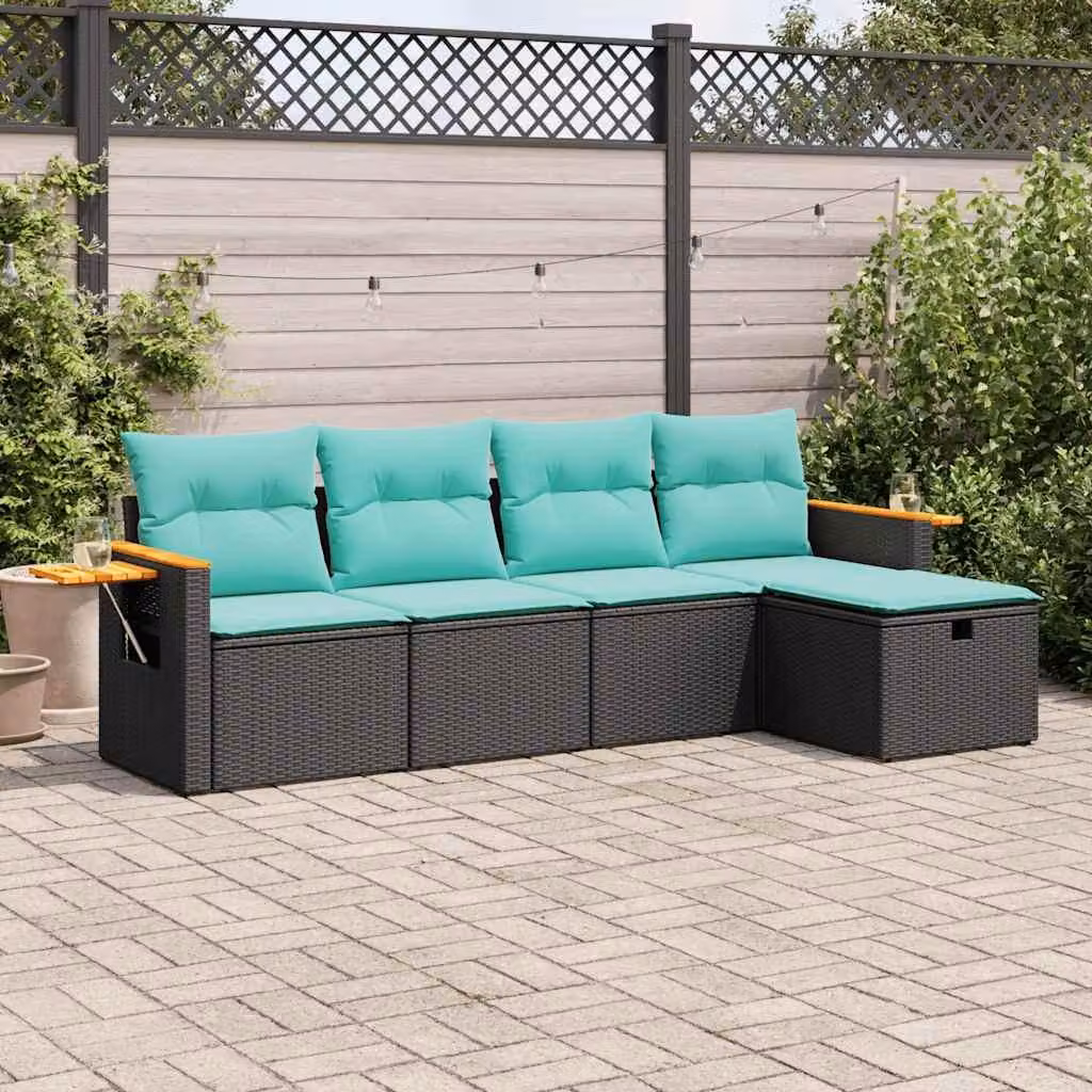 Maison Exclusive - Set Divani da Giardino 5 pz con Cuscini in Polyrattan Nero