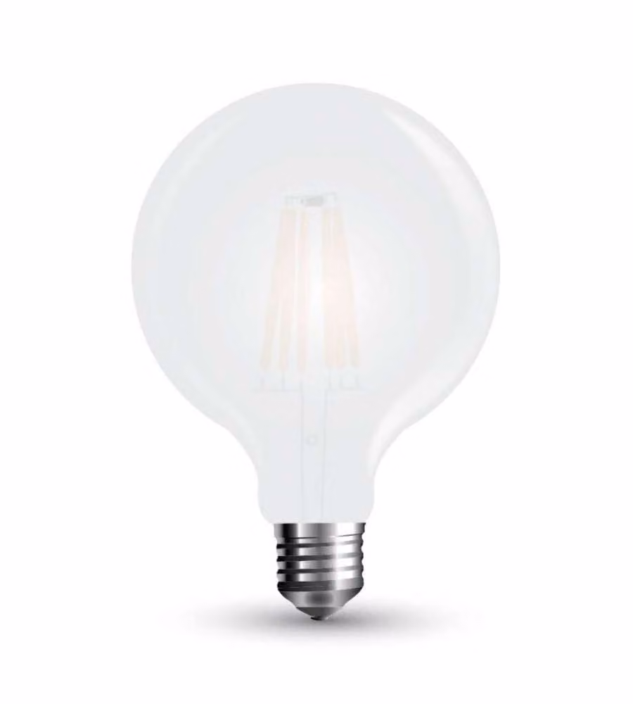 Lampadina LED E27 7W 120LM/W G95 Filamento Satinato 6400K