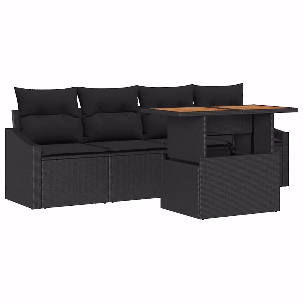 Set Divano da Giardino Moderno vidaXL con Tavolino e Contenitore per Cuscini, Nero – 2