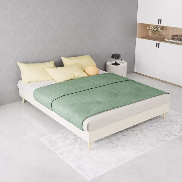 letto moderno in tessuto e metallo beige 140 x 200 cm