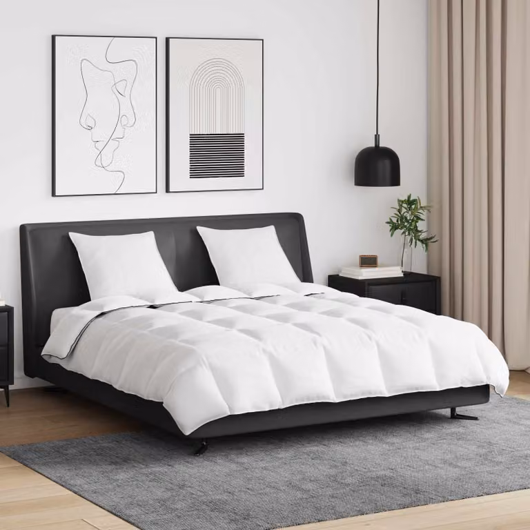 Set di piumone invernale vidaXL con 3 cuscini in bianco piuma d'anatra e cotone