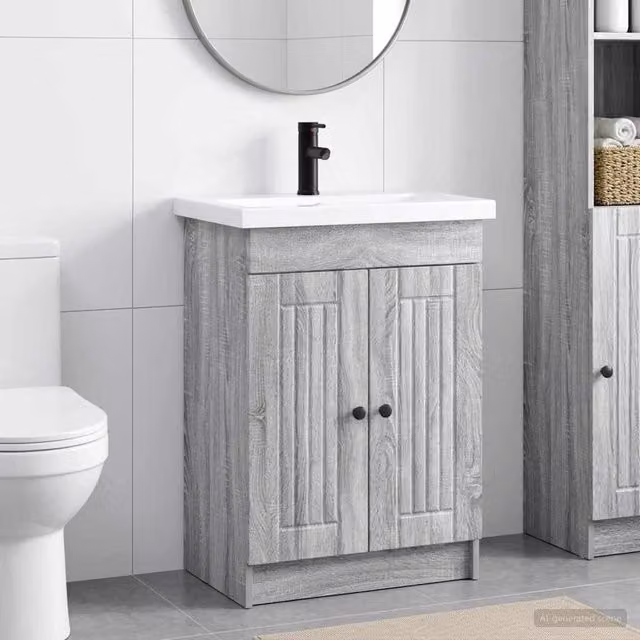 Set di mobili per il bagno Sonoma grigio 56 x 37,5 x 81 cm 3404190