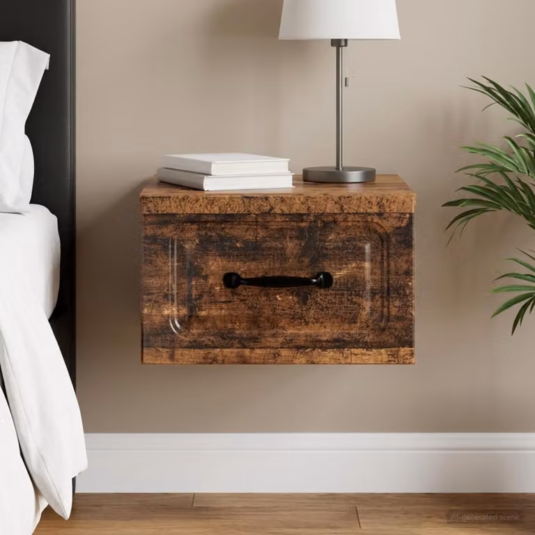 vidaXL Mobiletto da notte sospeso in legno moderno colore marrone L: 34,5 cm, P: 33 cm, H: 20 cm