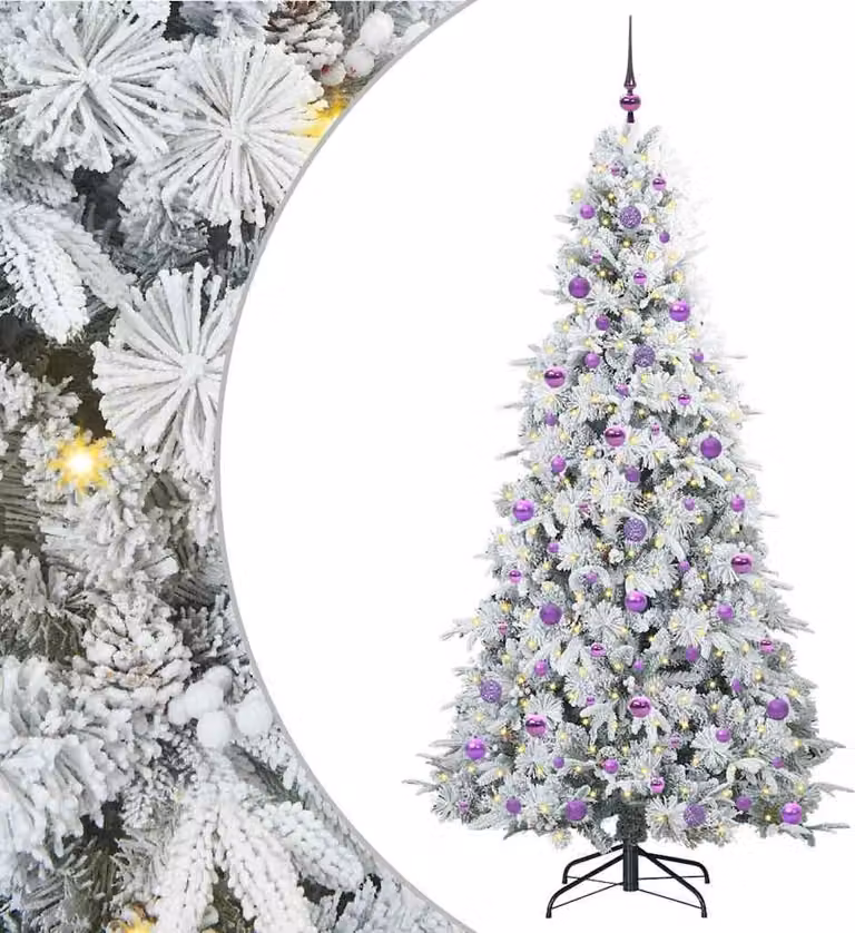 Albero di Natale Artificiale con Rami Pieghevoli Bianco 210 cm