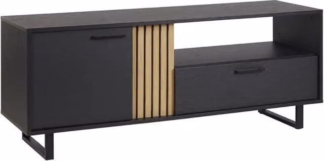 Mobile TV LOFT – Nero e quercia con 2 ante e 1 vano – L164 x H64 x P50 cm