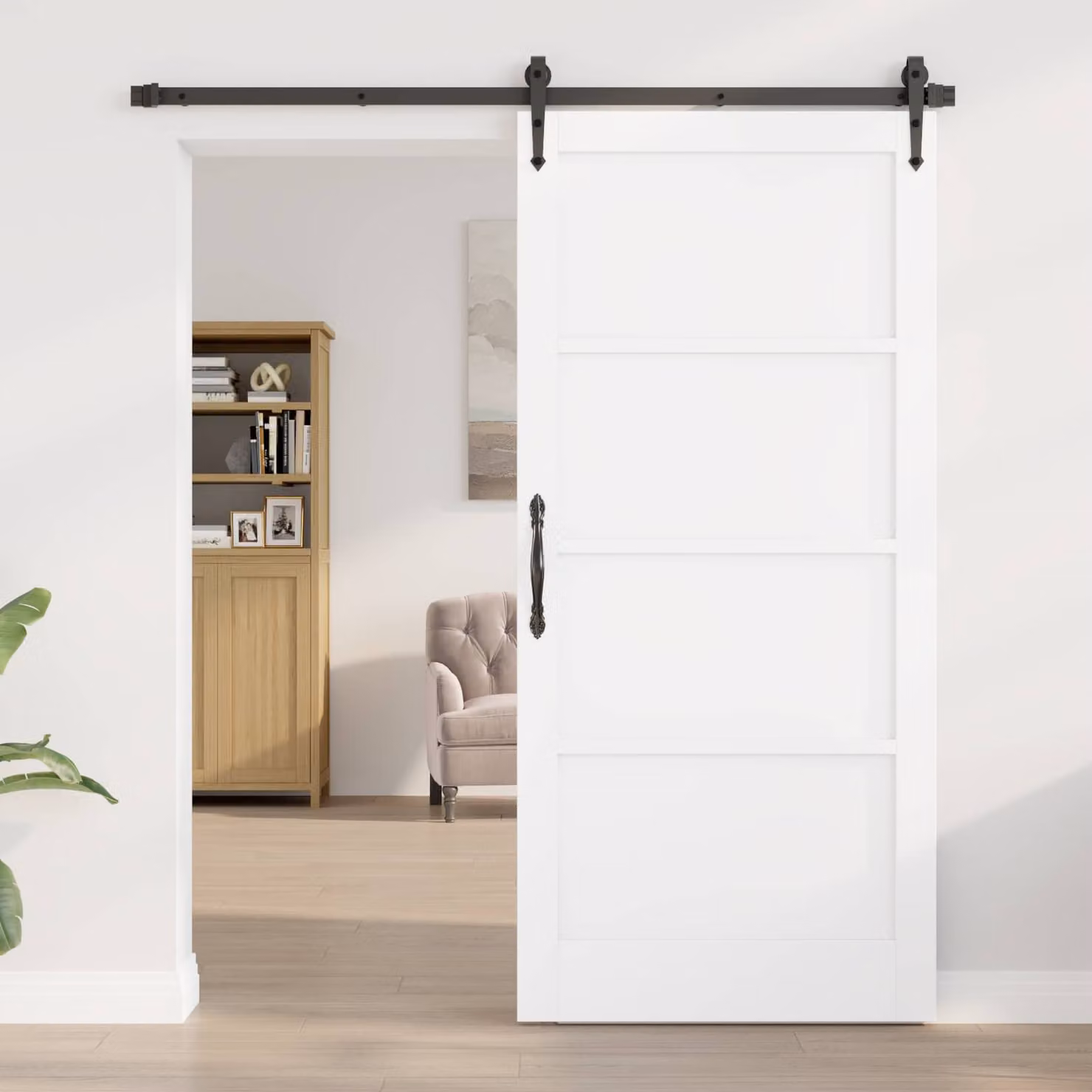 Porta interna scorrevole vidaXL in legno compensato stile rustico bianco L: 93 cm, H: 202 cm
