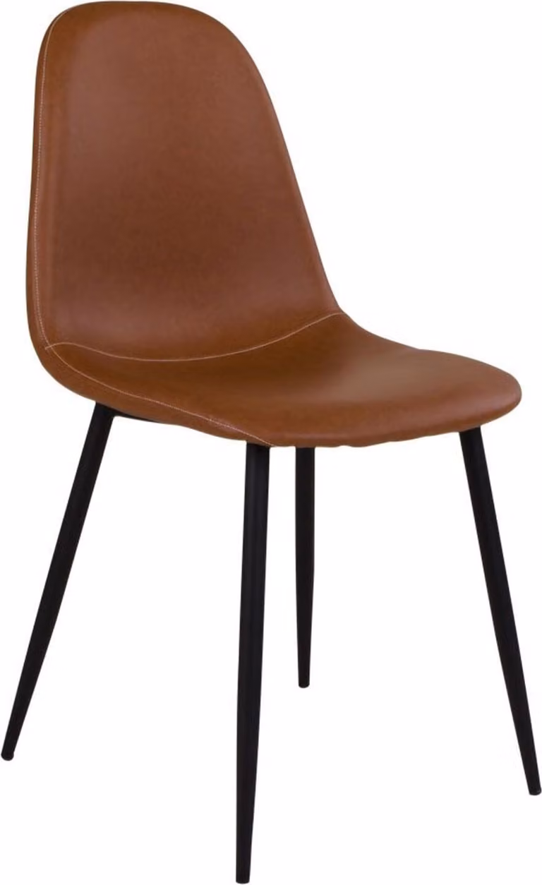 Sedia da pranzo Story, sjasnyvintage  cognac gambe in acciaio nero,.