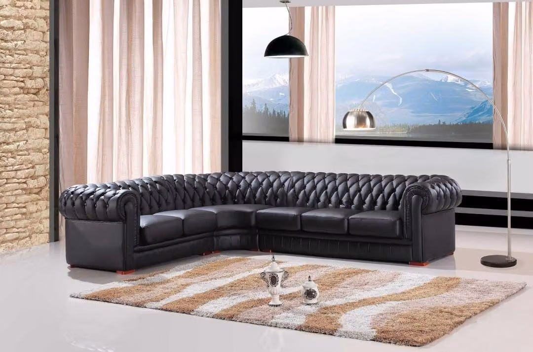 Chesterfield Ecksofa Eckcouch Designer Sofa Couch Samt Ledersofa SL Sofa 11