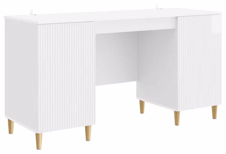 Scrivania Bianco Lucido 142,5 x 50 x 75 cm Legno ingegnerizzato